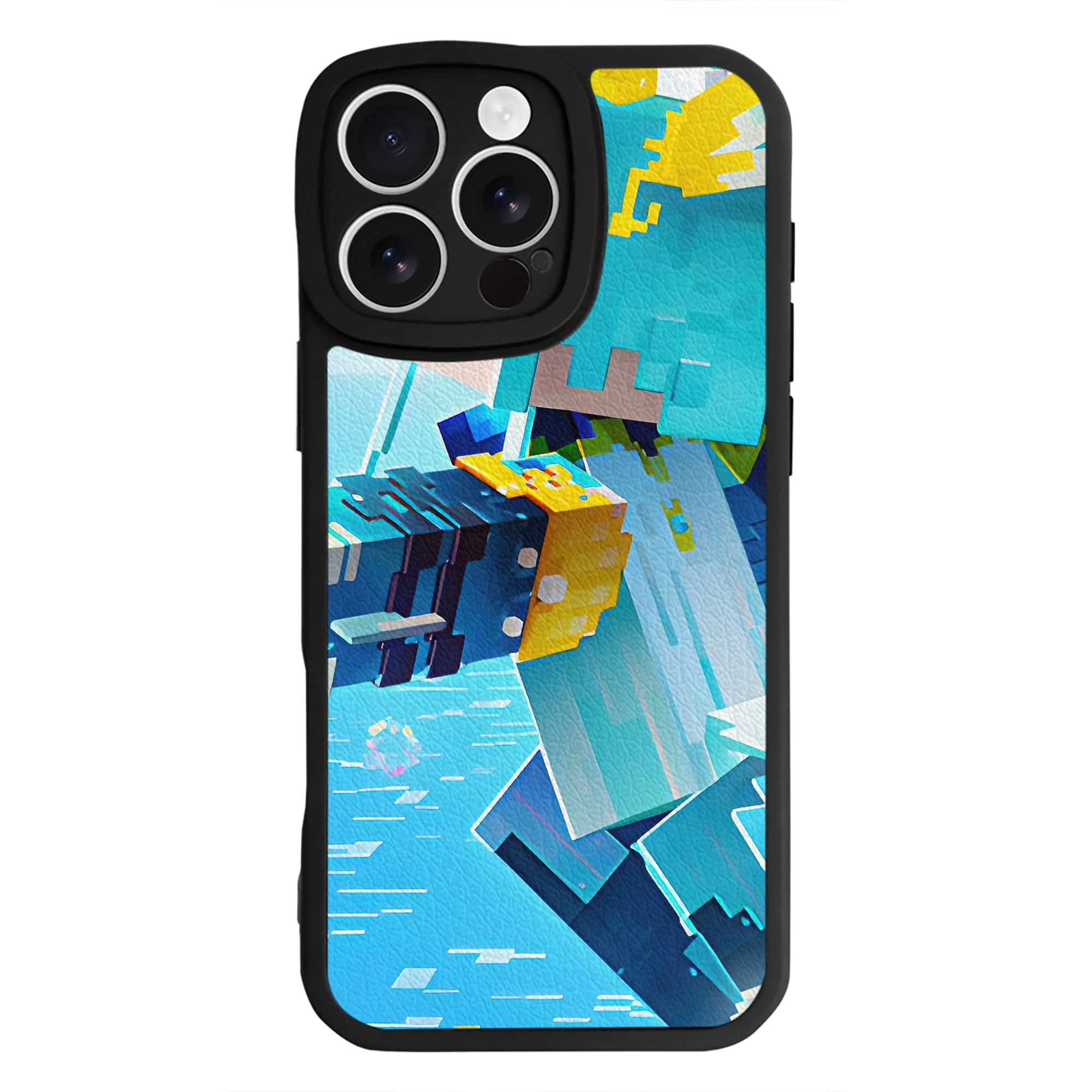（画像用） マインクラフト ブロックの世界 Minecraft MC Block world 【iPhone 16シリーズ対応】シリコンスマホケース（レザー調） 材質：シリコン